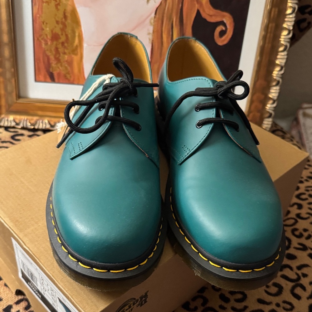 Dr. Martens 1461  Smooth Teal Green Leather Oxfords NWT US 9 - Picture 3 of 10